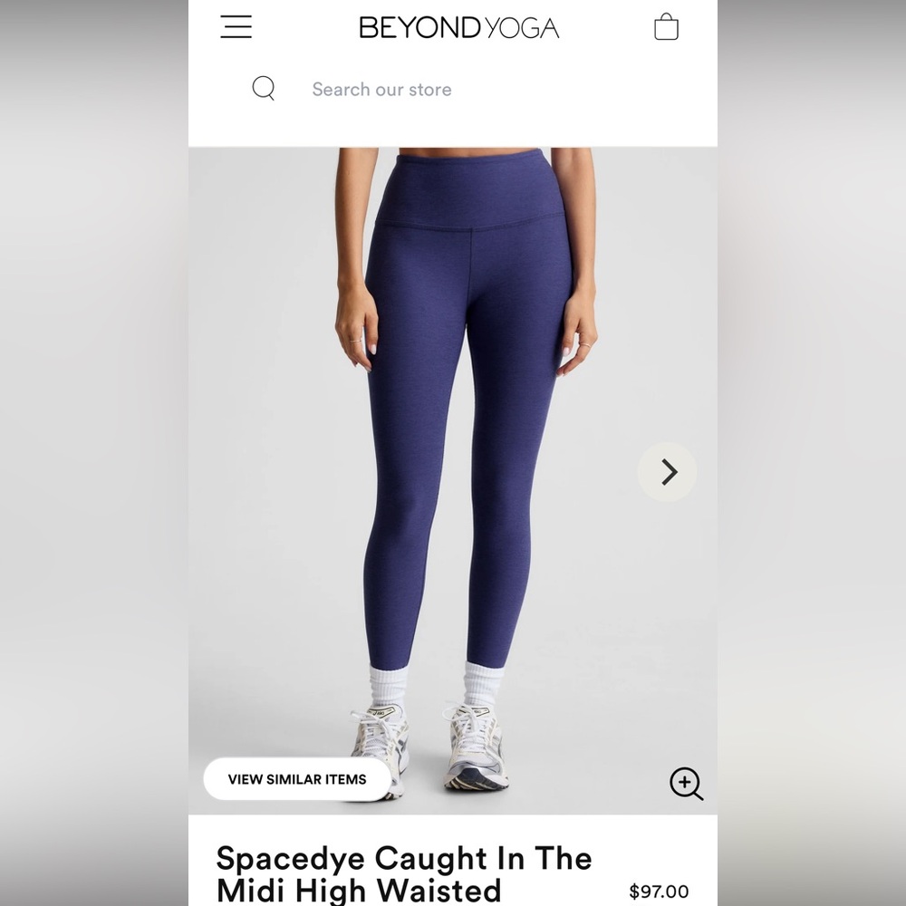 Spacedye Caught in the Midi Beyond Yoga Blue Leggings - Medium